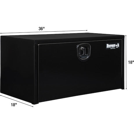 18x18x36 Inch Black Steel Underbody Truck Box with Built-In Shelf - 3-point Latch
