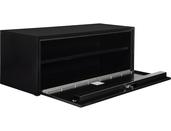 18x18x48 Inch Black Steel Underbody Truck Box with Built-In Shelf - 3-point Latch