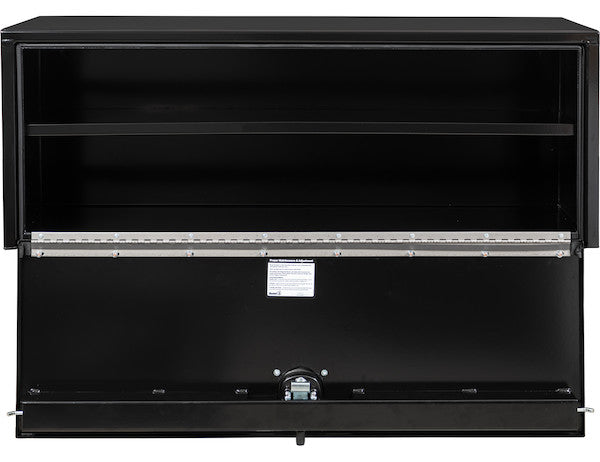 18x18x48 Inch Black Steel Underbody Truck Box with Built-In Shelf - 3-point Latch