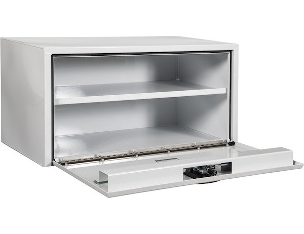 18x18x36 Inch White Steel Underbody Truck Box with Built-in Shelf - 3-Point Latch