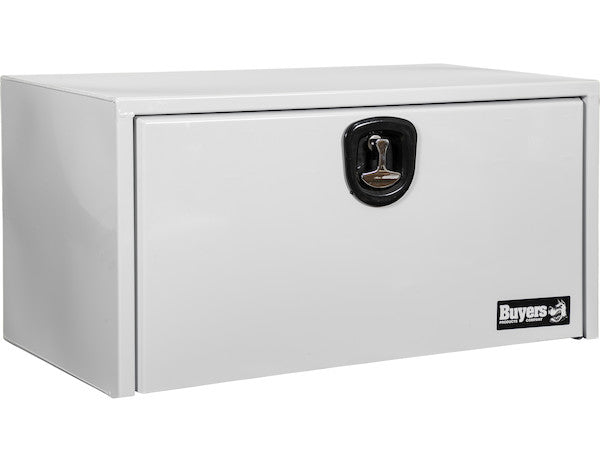 18x18x48 Inch White Steel Underbody Truck Box with Built-in Shelf - 3-Point Latch