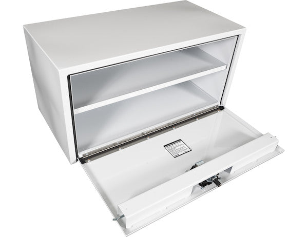 18x18x36 Inch White Steel Underbody Truck Box with Built-in Shelf - 3-Point Latch