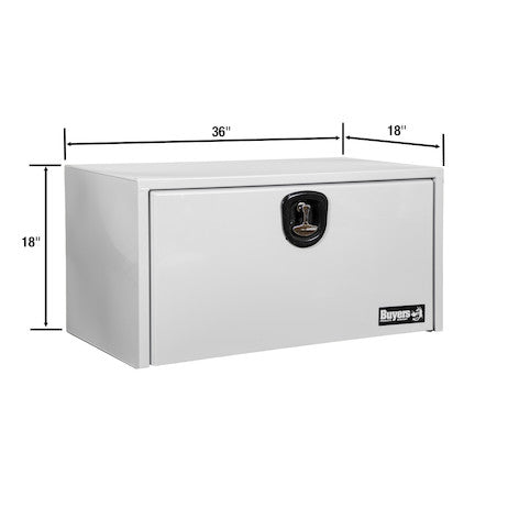 18x18x36 Inch White Steel Underbody Truck Box with Built-in Shelf - 3-Point Latch
