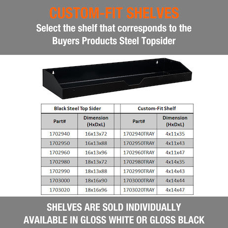 Custom-Fit Shelf for Buyers 1702940 Gloss Black Steel Topsider Truck Tool Box