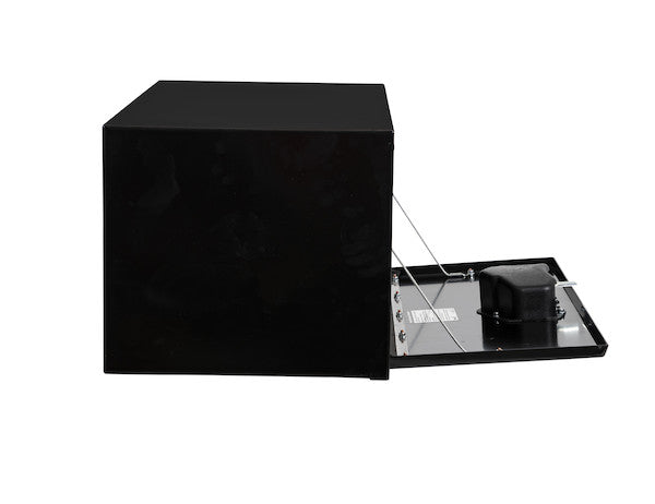 14x16x30 Inch Black Steel Underbody Truck Box with Built-In Shelf