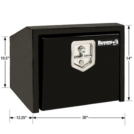 14/10.5x12x30 Inch Black Steel Underbody Truck Box With Slanted Back 