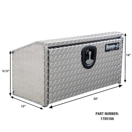 14/10.74x12x24 Inch Diamond Tread Aluminum Underbody Truck Box With Slanted Back