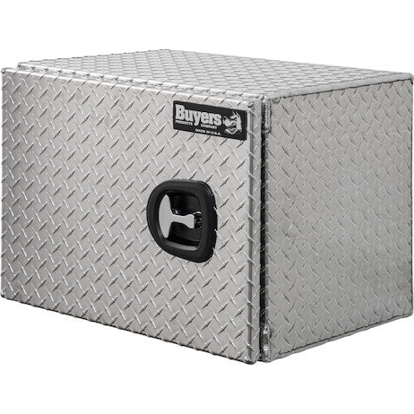 18x18x24 Inch Diamond Tread Aluminum Underbody Truck Box - Single Barn Door, Compression Latch