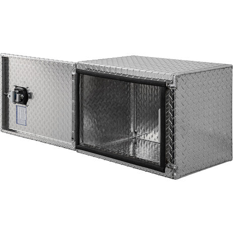 18x18x24 Inch Diamond Tread Aluminum Underbody Truck Box - Single Barn Door, Compression Latch