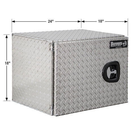 18x18x24 Inch Diamond Tread Aluminum Underbody Truck Box - Single Barn Door, Compression Latch
