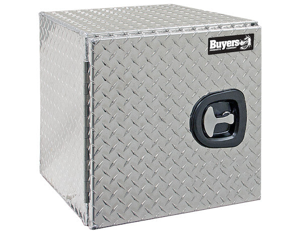 24x24x24 Inch Diamond Tread Aluminum Underbody Truck Box - Single Barn Door, Compression Latch