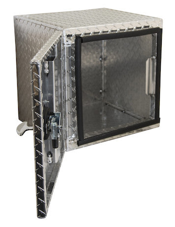 18x18x18 Inch Diamond Tread Aluminum Underbody Truck Box - Single Barn Door, Compression Latch
