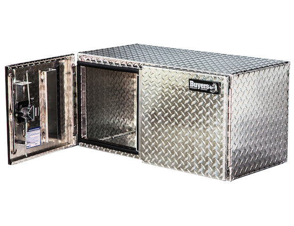 24x24x48 Inch Diamond Tread Aluminum Underbody Truck Box - Double Barn Door, 3-Point Compression Latch