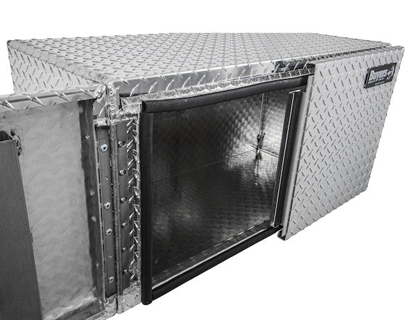 24x24x48 Inch Diamond Tread Aluminum Underbody Truck Box - Double Barn Door, 3-Point Compression Latch