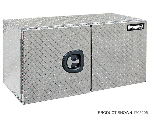 24x24x24 Inch Diamond Tread Aluminum Underbody Truck Box - Single Barn Door, Compression Latch