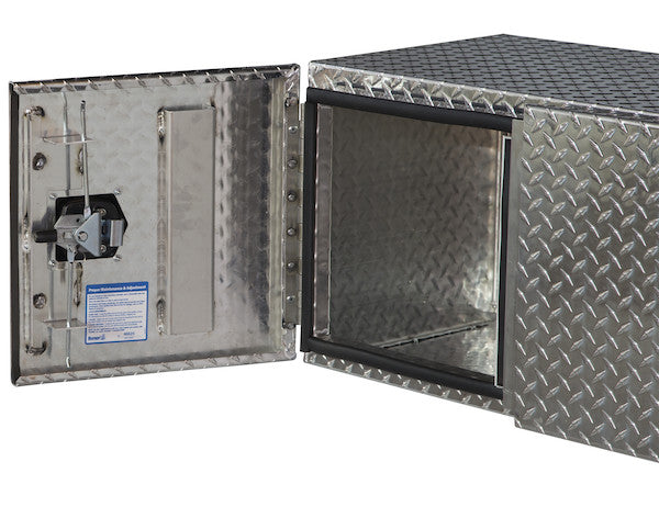 24x24x24 Inch Diamond Tread Aluminum Underbody Truck Box - Single Barn Door, Compression Latch