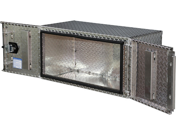 18x18x18 Inch Diamond Tread Aluminum Underbody Truck Box - Single Barn Door, Compression Latch