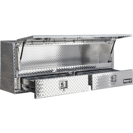 21x13x60 Inch Diamond Tread Aluminum Pick-Up Truck Contractor With Lower Drawers Topsider