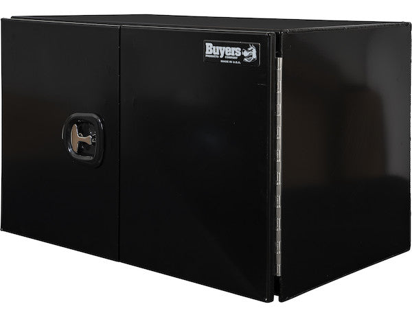 18x18x48 Inch Black Smooth Aluminum Underbody Truck Tool Box - Double Barn Door, 3-Point Compression Latch
