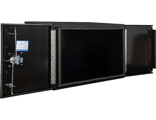 18x18x48 Inch Black Smooth Aluminum Underbody Truck Tool Box - Double Barn Door, 3-Point Compression Latch