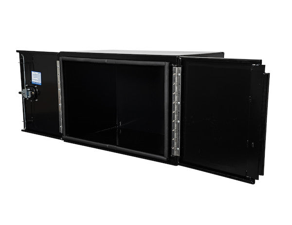 18x18x48 Inch Black Smooth Aluminum Underbody Truck Tool Box - Double Barn Door, 3-Point Compression Latch