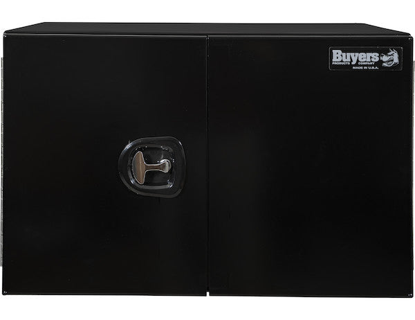 18x18x48 Inch Black Smooth Aluminum Underbody Truck Tool Box - Double Barn Door, 3-Point Compression Latch