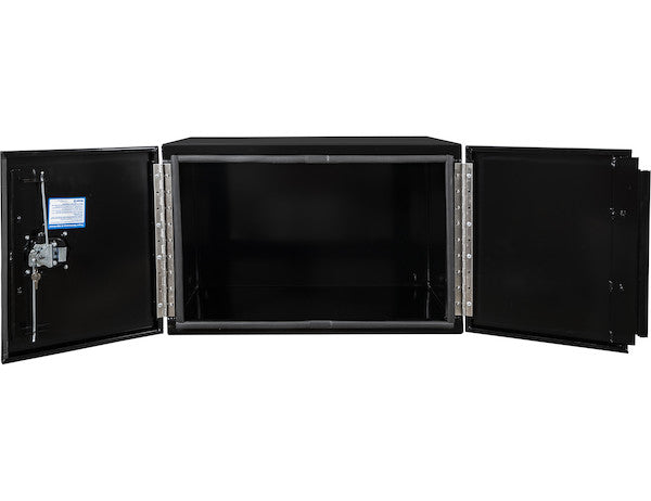 18x18x48 Inch Black Smooth Aluminum Underbody Truck Tool Box - Double Barn Door, 3-Point Compression Latch