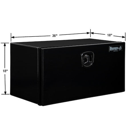 18x18x36 Inch Pro Series Black Smooth Aluminum Underbody Truck Box with Barn Door - Double Barn Door, 3-point Compression Latch