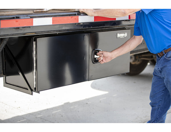18x18x48 Inch Pro Series Black Smooth Aluminum Underbody Truck Box with Barn Door - Double Barn Door, 3-point Compression Latch