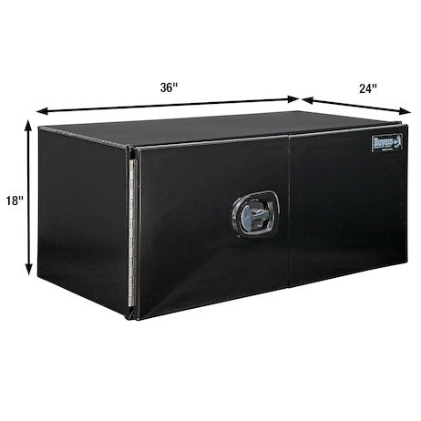 18x24x36 Inch Pro Series Black Smooth Aluminum Underbody Truck Box with Barn Door - Double Barn Door, 3-point Compression Latch