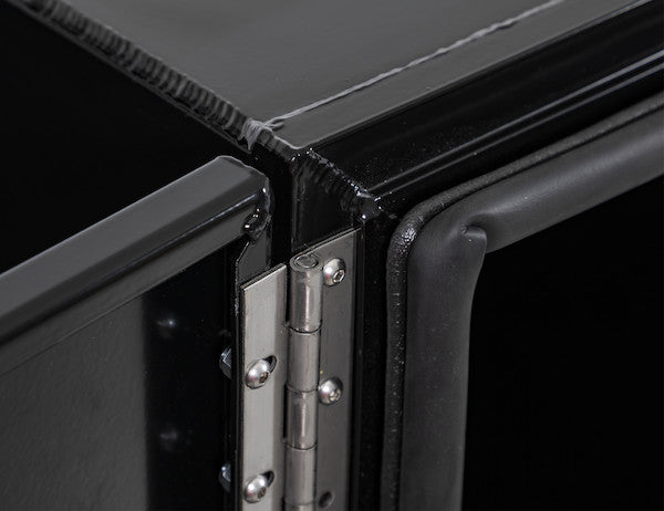 18x24x48 Inch Pro Series Black Smooth Aluminum Underbody Truck Box with Barn Door - Double Barn Door, 3-point Compression Latch