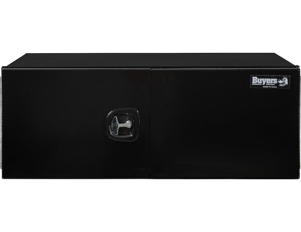 18x24x48 Inch Pro Series Black Smooth Aluminum Underbody Truck Box with Barn Door - Double Barn Door, 3-point Compression Latch