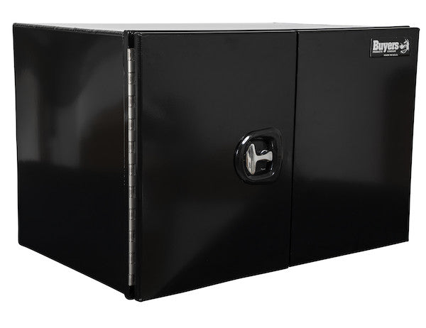 1705925 - 18x24x48 Inch Pro Series Black Smooth Aluminum Underbody Truck Box with Barn Door - Double Barn Door, 3-point Compression Latch