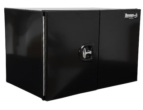 1705903 - 18x18x30 Inch Pro Series Black Smooth Aluminum Underbody Truck Box with Barn Door - Double Barn Door, 3-point Compression Latch