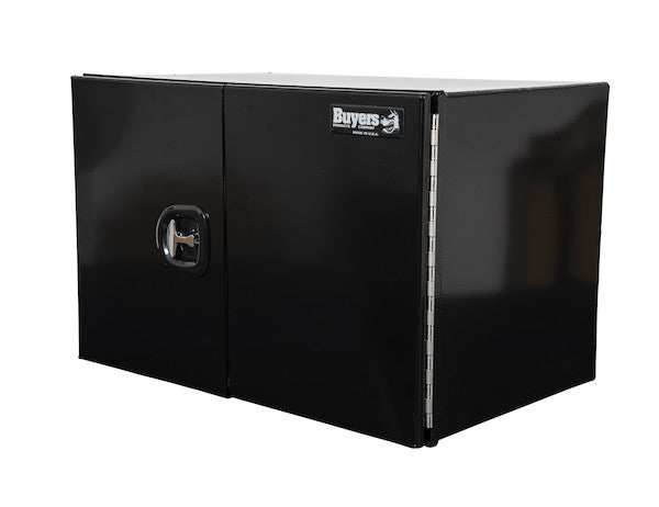 24x24x60 Inch Pro Series Black Smooth Aluminum Underbody Truck Box with Barn Door - Double Barn Door, 3-point Compression Latch