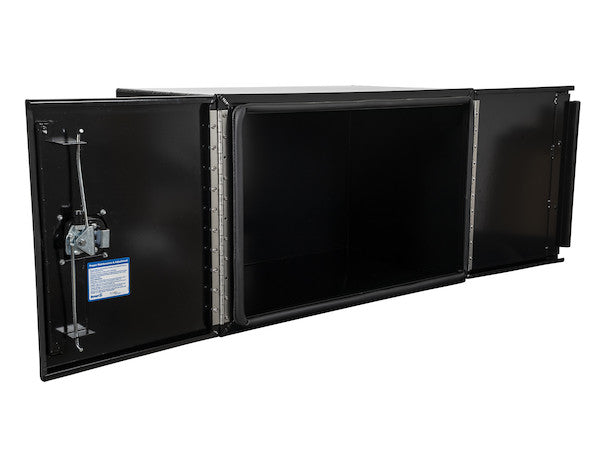 18x18x48 Inch Pro Series Black Smooth Aluminum Underbody Truck Box with Barn Door - Double Barn Door, 3-point Compression Latch