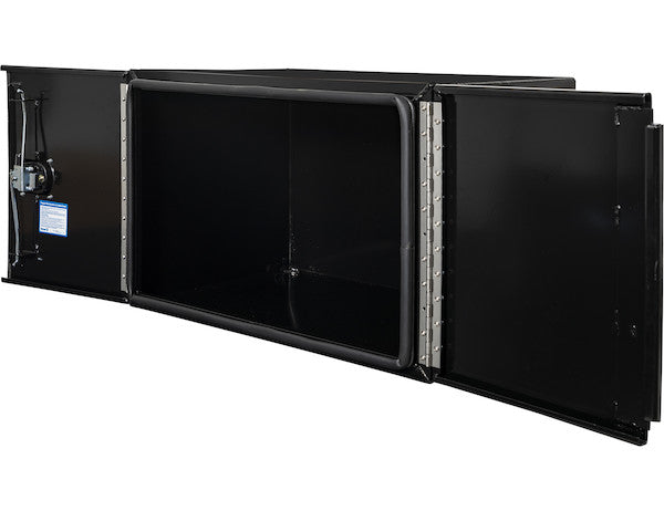 18x24x48 Inch Pro Series Black Smooth Aluminum Underbody Truck Box with Barn Door - Double Barn Door, 3-point Compression Latch