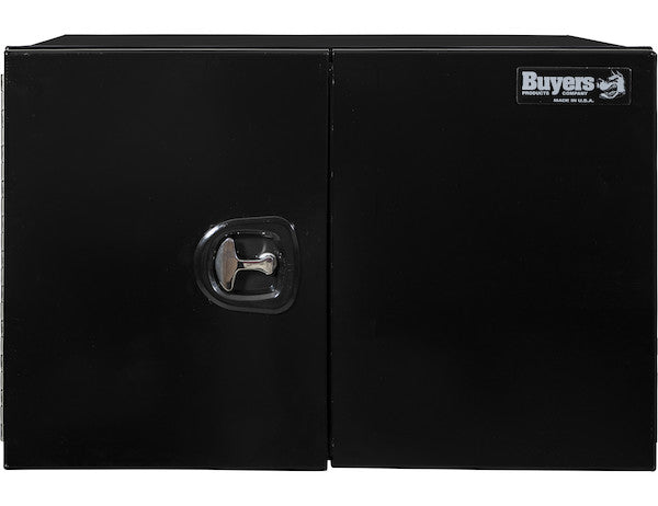 18x24x48 Inch Pro Series Black Smooth Aluminum Underbody Truck Box with Barn Door - Double Barn Door, 3-point Compression Latch
