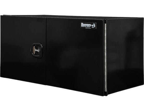 18x18x48 Inch Pro Series Black Smooth Aluminum Underbody Truck Box with Barn Door - Double Barn Door, 3-point Compression Latch