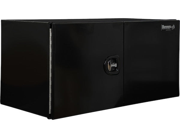 24x24x48 Inch Pro Series Black Smooth Aluminum Underbody Truck Box with Barn Door - Double Barn Door, 3-point Compression Latch