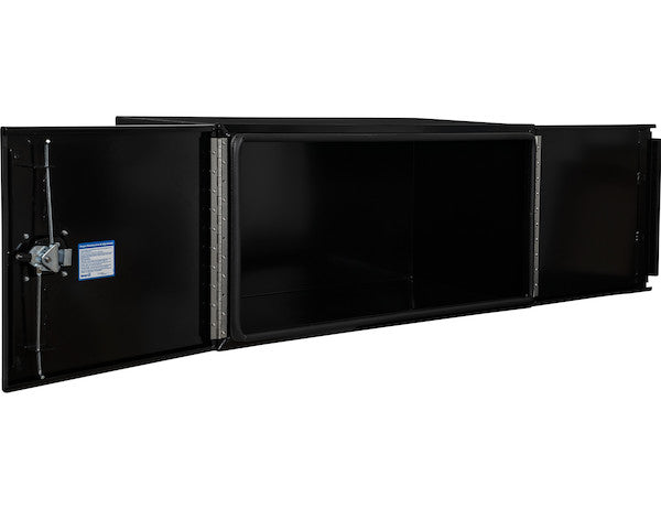 18x18x36 Inch Pro Series Black Smooth Aluminum Underbody Truck Box with Barn Door - Double Barn Door, 3-point Compression Latch