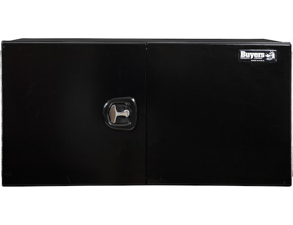 18x18x48 Inch Pro Series Black Smooth Aluminum Underbody Truck Box with Barn Door - Double Barn Door, 3-point Compression Latch