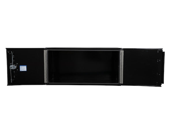 18x18x48 Inch Pro Series Black Smooth Aluminum Underbody Truck Box with Barn Door - Double Barn Door, 3-point Compression Latch