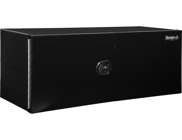 24x24x60 Inch Pro Series Black Smooth Aluminum Underbody Truck Box with Barn Door - Double Barn Door, 3-point Compression Latch