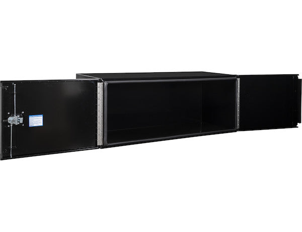 18x18x60 Inch Pro Series Black Smooth Aluminum Underbody Truck Box with Barn Door - Double Barn Door, 3-point Compression Latch