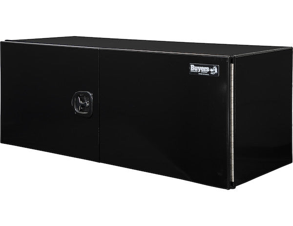 18x18x60 Inch Pro Series Black Smooth Aluminum Underbody Truck Box with Barn Door - Double Barn Door, 3-point Compression Latch
