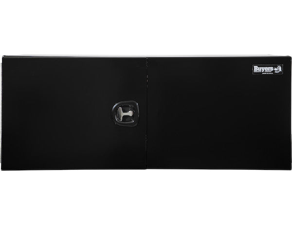 24x24x60 Inch Pro Series Black Smooth Aluminum Underbody Truck Box with Barn Door - Double Barn Door, 3-point Compression Latch