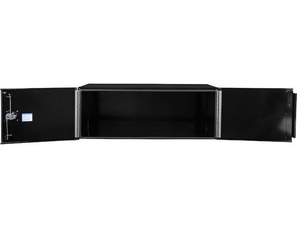 18x18x60 Inch Pro Series Black Smooth Aluminum Underbody Truck Box with Barn Door - Double Barn Door, 3-point Compression Latch