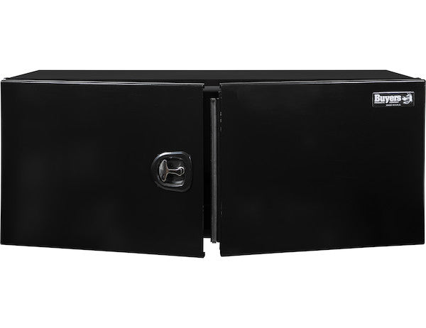 18x18x60 Inch Pro Series Black Smooth Aluminum Underbody Truck Box with Barn Door - Double Barn Door, 3-point Compression Latch