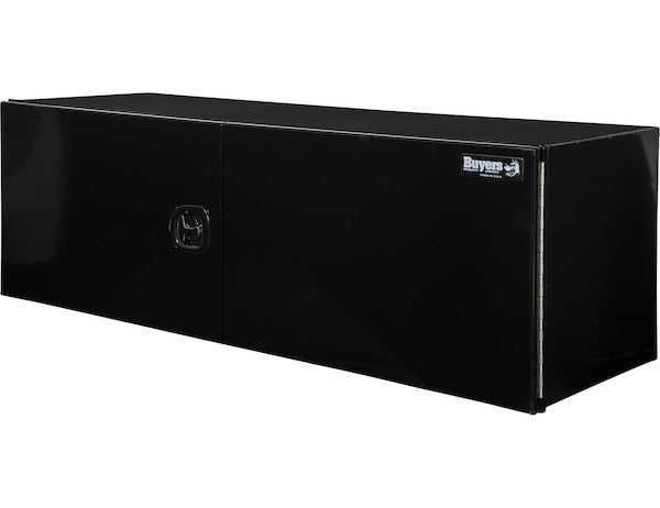 24x24x72 Inch Pro Series Black Smooth Aluminum Underbody Truck Box with Barn Door - Double Barn Door, 3-point Compression Latch